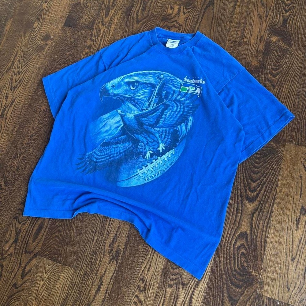 Vintage 90s Single Stitch Pro Player Seattle Seahawks Eagle Space Needle Tee XXL
